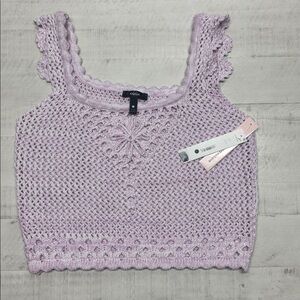 AQUA Womens Cotton Eyelet Tank Top In LAVENDER